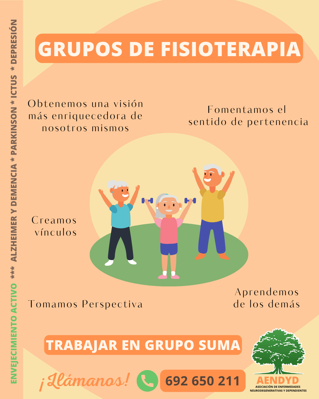 Grupos de AENDYD 042025 personas mayores participando en actividades grupales en AENDYD Fisioterapia